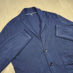 Zachary Prell Cardigan Sweater Men Medium Cotton Stretch Knit Navy Blue